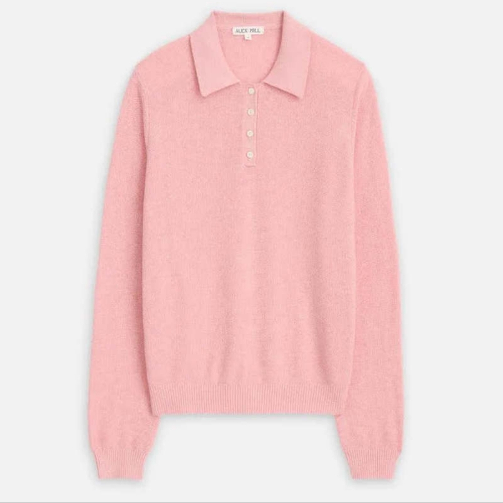 Alex Mill Pink Polo-Collar Knit Sweater